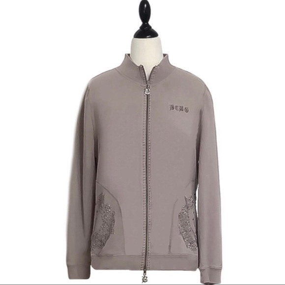 BCBG Studded Mandala Lightweight Zip Sweatshirt - Picture 6 of 16